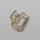 Light Brown Transparent  Hair Clip with White Flower and Stone Accent