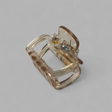 Zoom the image with the mouse Light Brown Transparent Hair Clip with White Flower and Stone Accent