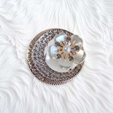 Moon Shape Saree Pin with Flower Design and Stone Embellishment STP-79
