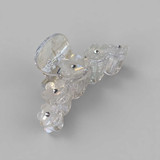 Transparent Hair Clutcher With White Flower & Stone Accents HC-263