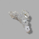 Transparent Hair Clutcher With White Flower & Stone Accents HC-263