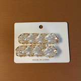 White Petal Design Hair Clip Set with Golden Edge HC-267