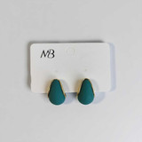 Dark Green Half Hoop Earrings with Golden Border JR-262