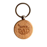 Super Dad Round Design Wooden Keyring RJ-133