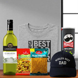 Father's Day Gift Hamper With Snacks & Best Dad Printed T-Shirt SK-479