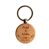 Personalized Round Wooden Keyring – Couple Name & Date RJ-50