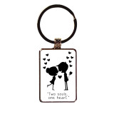 Elegant “Two Souls One Heart” Engraved Keychain RJ-273