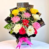 12 Mixed Roses Layered Bouquet
