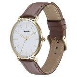 Sonata Quartz Analog White Dial Brown Leather Strap Watch For Men 77143YL01