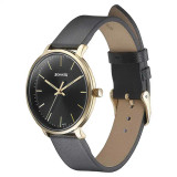 Sonata Quartz Analog Black Dial Black Leather Strap Watch For Women 87069YL01