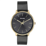 Sonata Quartz Analog Black Dial Black Leather Strap Watch For Women 87069YL01