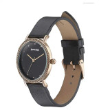 Sonata Quartz Analog Black Dial Black Leather Strap Watch For Women-87066WL01 87066WL01