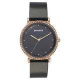 Sonata Quartz Analog Black Dial Black Leather Strap Watch For Women-87066WL01 87066WL01
