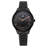 Fastrack Stunners Quartz Analog Black Dial Black Metal Strap Watch For Women
