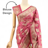 Pink Silk Saree & Women Accessories Gift Combo