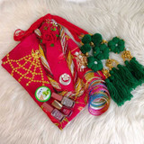 Red Chiffon Saree & Accessories Gift for Her JNK-4258