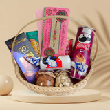 Raksha Bandhan Gift Basket with Snacks & Rakhi JNK-4308