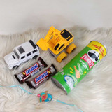 Rakhi Gift Hamper with Snacks, Toys & Elegant Mayur Rakhi NKS-1203