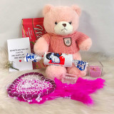 Pink Teddy, Candle & Sweets Gift Hamper for Her NKS-1208