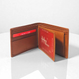 HZ Brown Genuine Leather Bi-Fold Wallet HZ- Brown