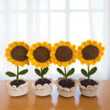 Handmade Sunflower Vase Crochet FP-01