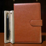 Brown A5 Notebook & Custom Pen in Wooden Box SPM-12