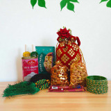 Cultural Festive Gift with Makhamali Bag & Green Bangles JNK-4568