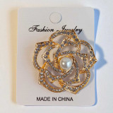 Floral Saree Pin with Rhinestones & Pearl Design STP-82