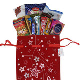Snacks And Chocolate In Christmas Bag
