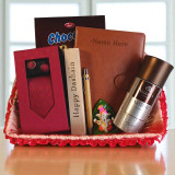 Exclusive Dashain Gift Basket with Notebook, Tie & Pen for Him JNK-4666