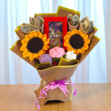 Crochet Flowers with Cash Notes & Envelope Box Bouquet JNK-4728