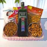 Snacks with Whisky 700ml & Dry Nuts Gift Basket JNK-4792