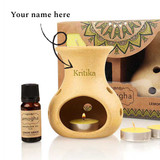 Name Engraved on Ceramic Vaporizer Jar with Amogha Oil & Candles JNK-4813