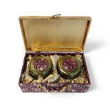 2Pcs Jar With Box Maroon Flower BOX-36