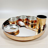 Shree Krishna Copper Steel Traditional Thali Set, Diameter 13 inch Shree Krishna Copper Steel Traditional Thali Set, Diameter 13 inch