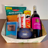 New Year Gift Box with Red Wine 750ml with Snacks & Perfume for Him