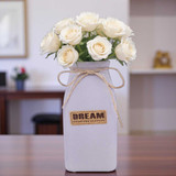 Elegant Fresh White Roses in Dream Printed Ceramic Vase 10'' BPL-630
