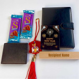 New Year Gift Combo with Black Notebook, Sweets & Wind Chime JSR-584