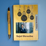 Elegant Personalized Wooden Notebook & Pen Set For Him SPM-58