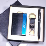 Elegant Personalized Trio: Cardholder, Keyring & Pen