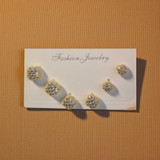 Golden Shimmery Stud Earrings Set of 3 JR-303
