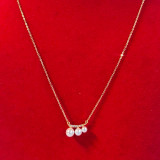 Delicate Golden Necklace with Graduated Pearls JL-75