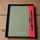 Personalised Notebook and Pen In Black Square Box with Pen Holder BOX-37-1