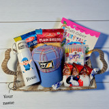 Coloring Fun Gift Basket with Personalized Bottle, Cap & Snacks