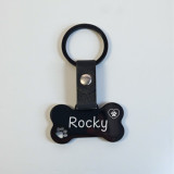 Personalise Black Metal Dog Done-Shaped Leash Charm