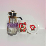 Elegant Coffee & Candle Gift Set: French Press, Mug & Lotus Candle SPM-172