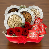 Dry Nuts, Chocolates & Roses Gift Box JNK-5341