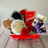 Dry Nuts, Chocolates & Roses Box JNK-5346