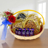 Delightful Dry Nuts Basket & Chocolates with Decor Rose JNK-5366