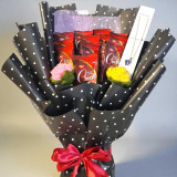 Chocolate, Crochet Roses & Necklace Gift Bouquet BPL-681